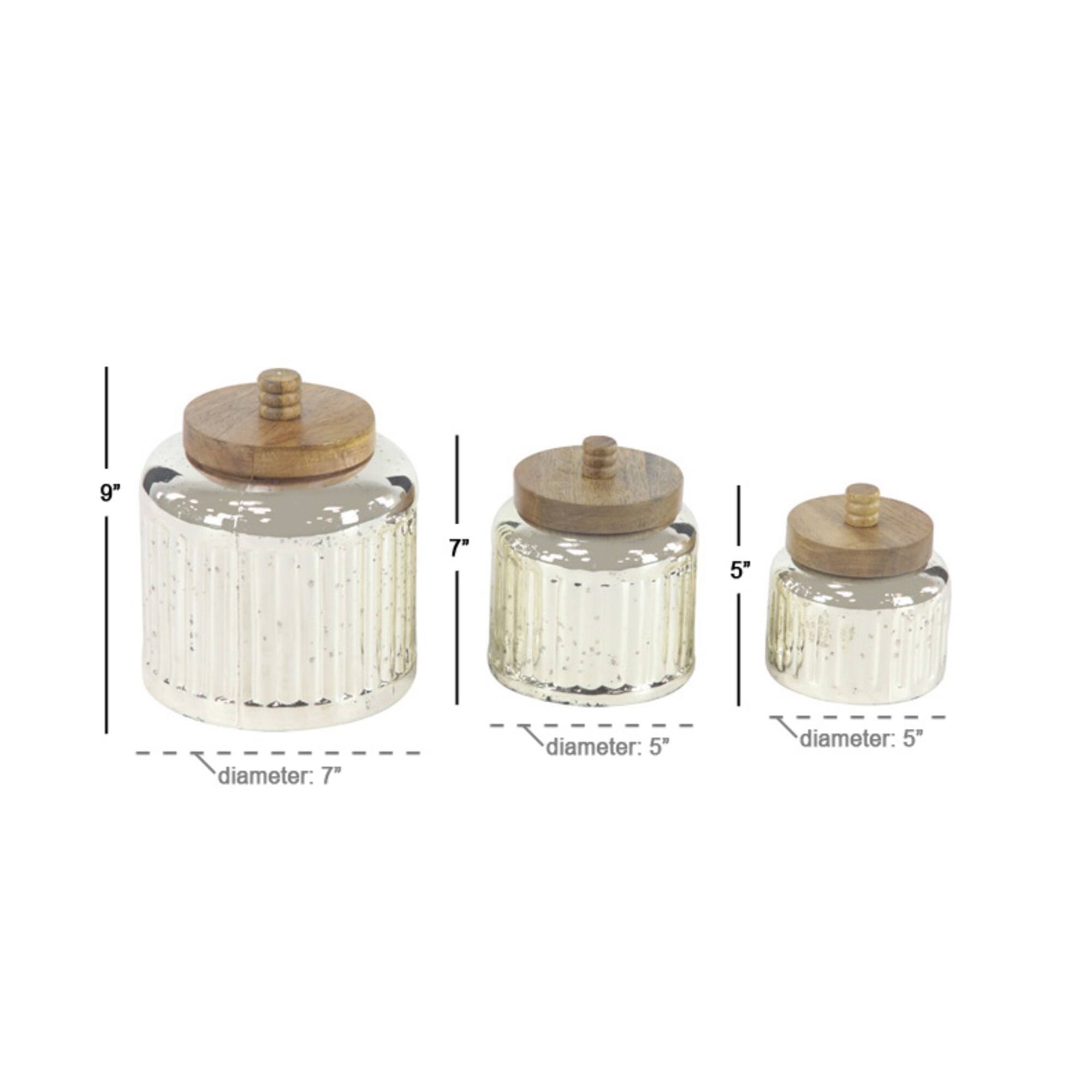 Silver Glass Farmhouse Decorative Jar Set